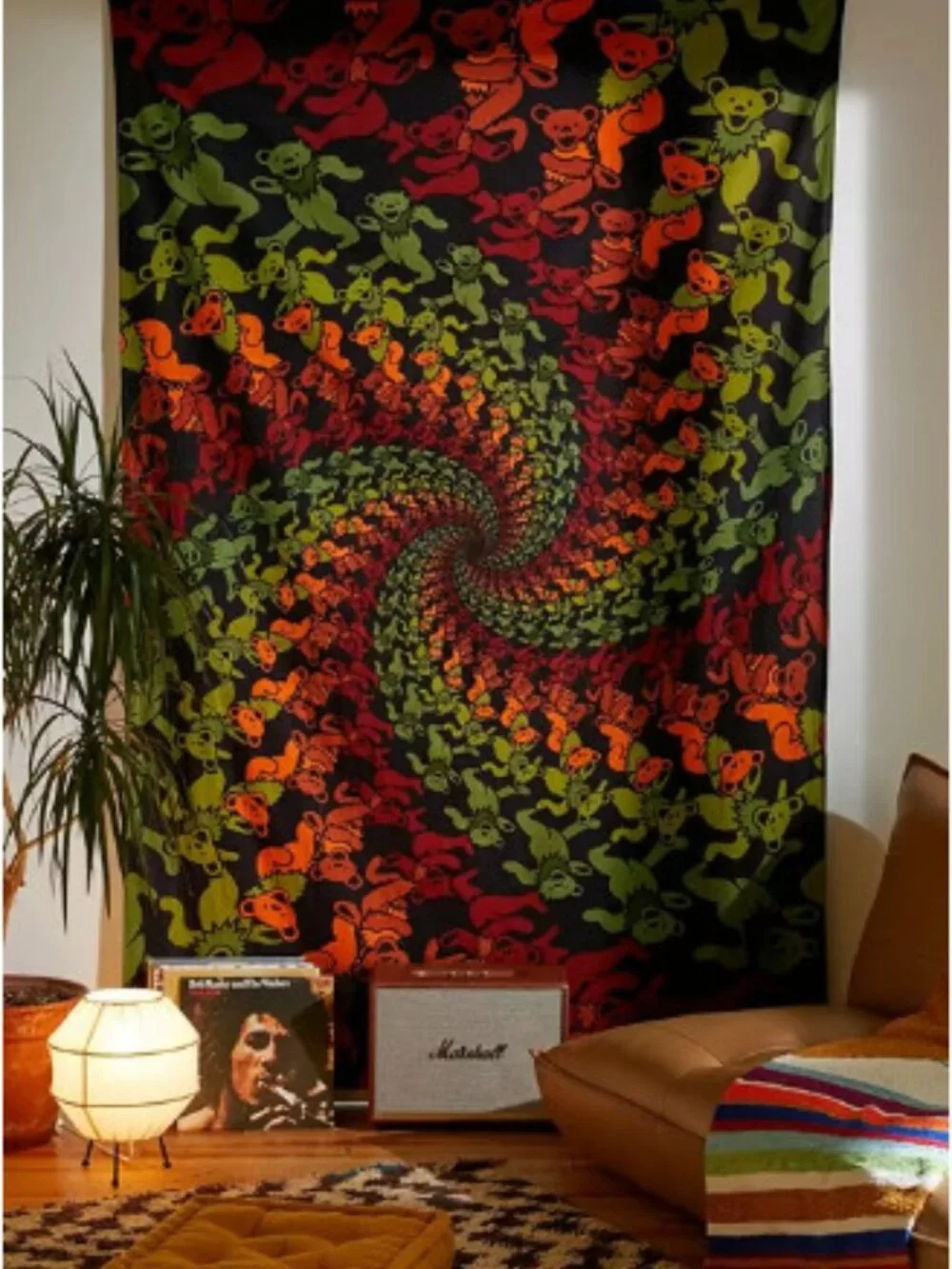 Grateful Dead Dancing Bears Wood Spiral Tapestry~ 60
